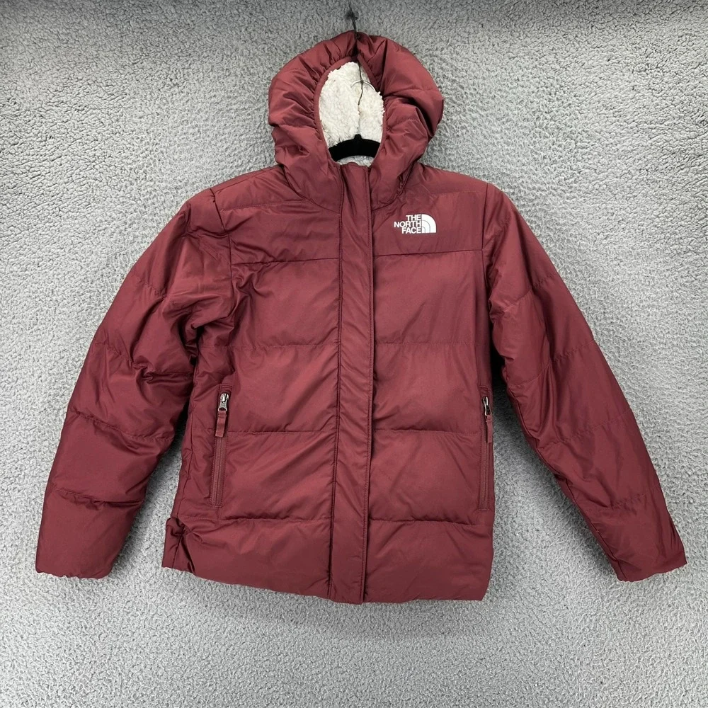 The North Face‎ Girls Down Jacket Hoodie Fleece Pink Size Large Full Zip